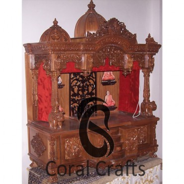 Teak Wood Temple with Curtains Teak Wood Temple with Curtains