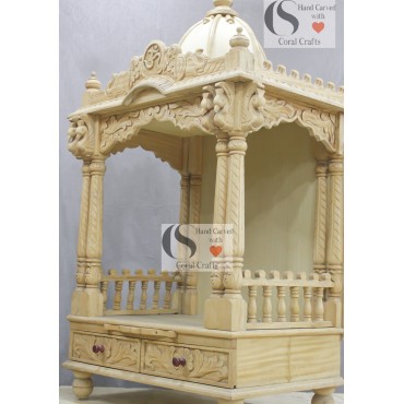 Wood Mandir with Double Pillars
